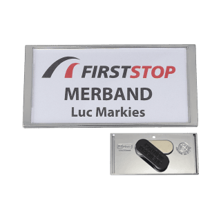 Naambadge (37x76mm) - heropenbaar - Luxe heropenbare kunststof naambadges met dubbele magneetsluiting