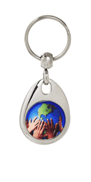 Druppel - Metalen sleutelhanger inclusief bedrukken op 2 zijden - druppel vorm