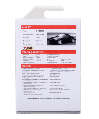 Binnenspiegel prijskaarthouder - Kunststof prijskaarthouder voor aan de binnenspiegel