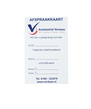 Losse afspraakkaartjes - eigen ontwerp mogelijk - Standaard of gepersonaliseerde losse afspraakkaartjes, ook geschikt voor het zelfklevend insteekhoesje
